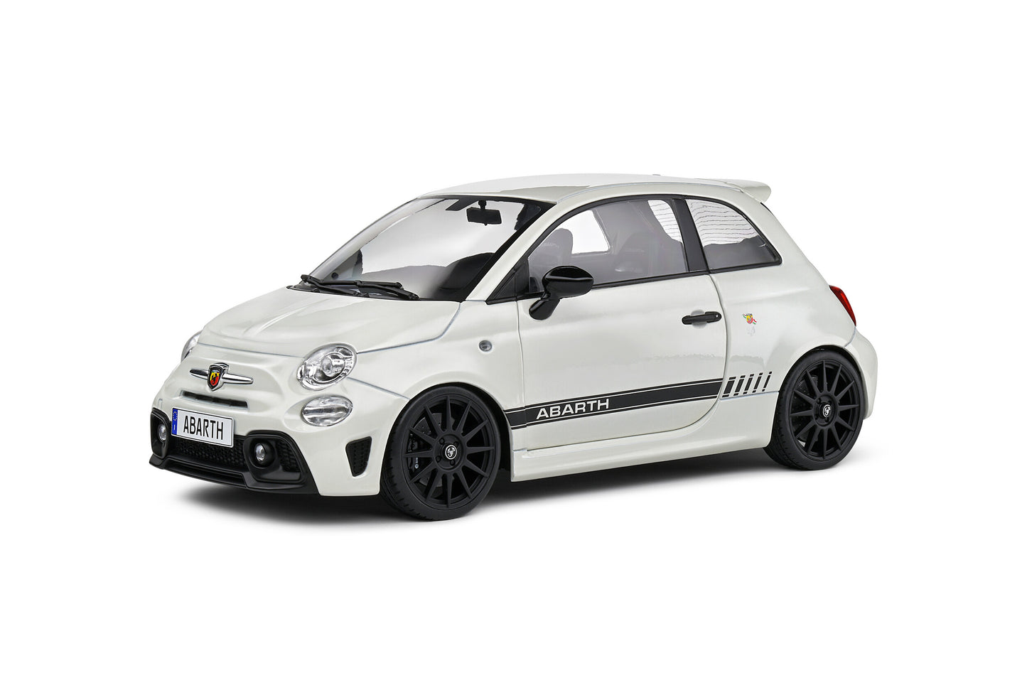 Solido 2022 Fiat 695 (500) Abarth White w/ Black Stripe 1:18