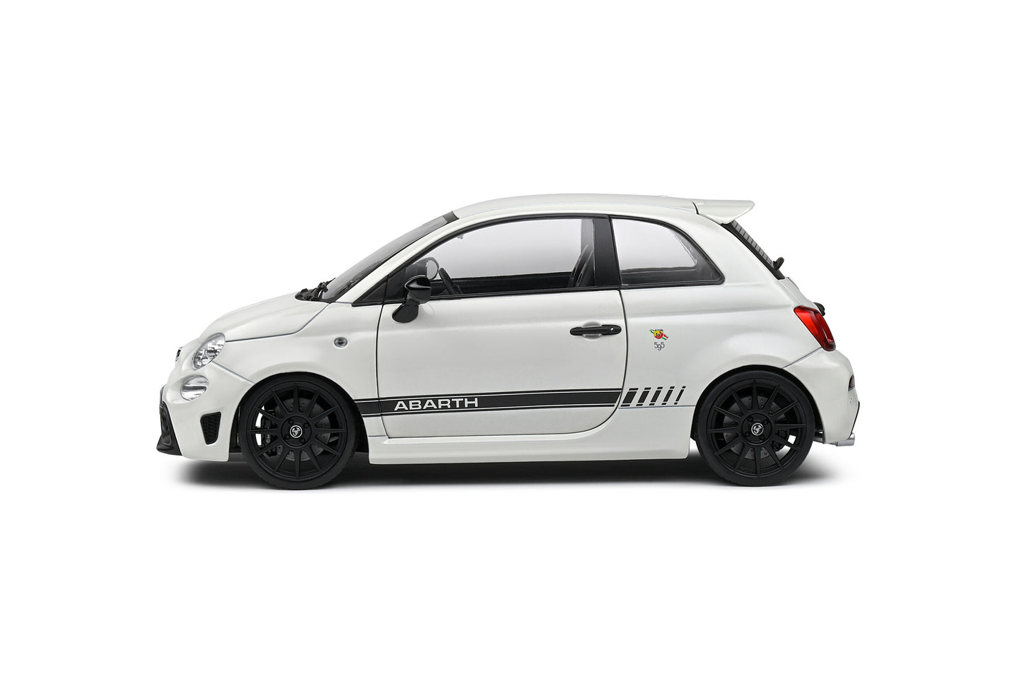 Solido 2022 Fiat 695 (500) Abarth White w/ Black Stripe 1:18