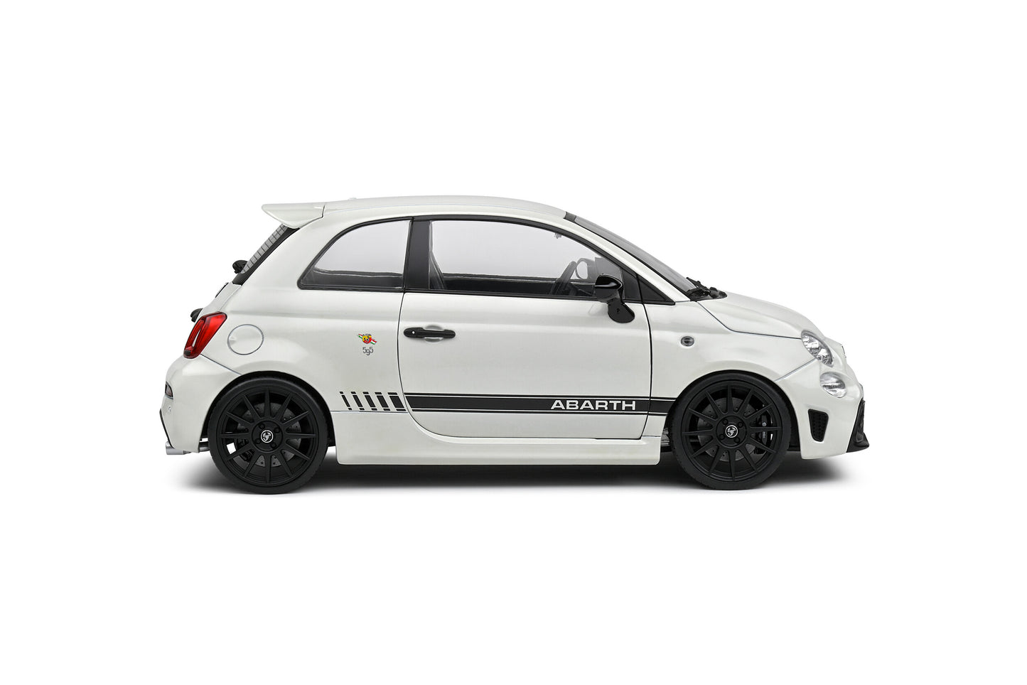 Solido 2022 Fiat 695 (500) Abarth White w/ Black Stripe 1:18