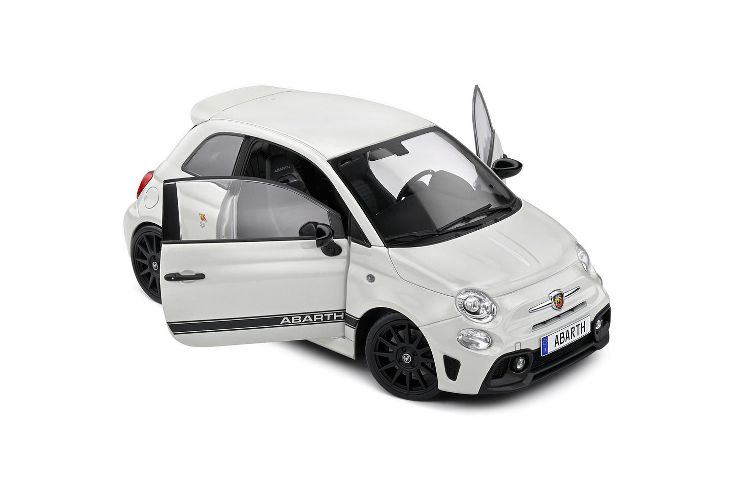 Solido 2022 Fiat 695 (500) Abarth White w/ Black Stripe 1:18