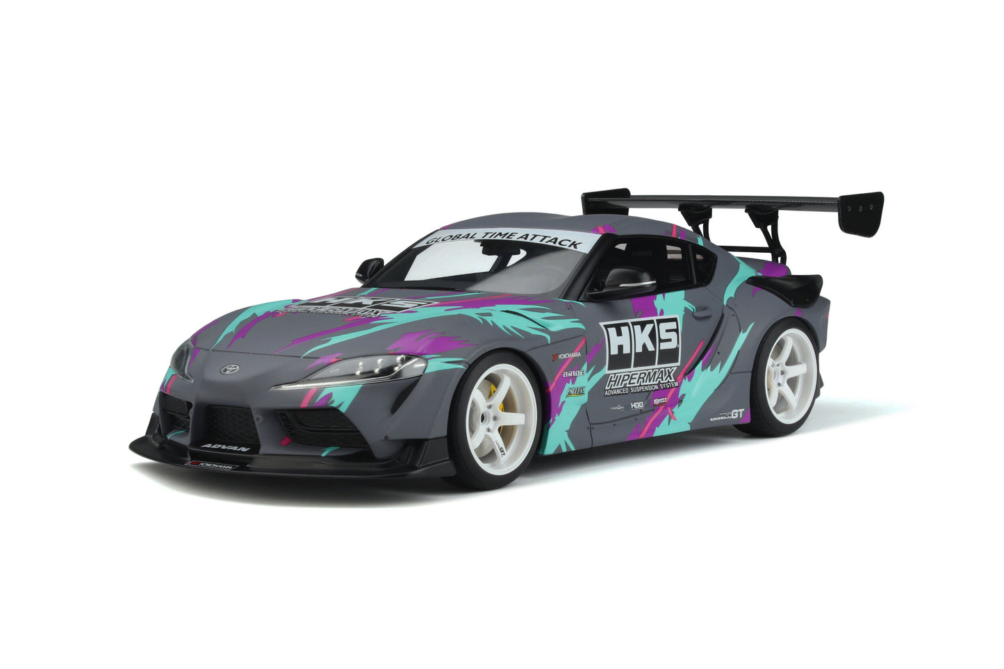 GT Spirit 2020 Toyota HKS GR Supra A90 Grey with Purple & Green 1:18