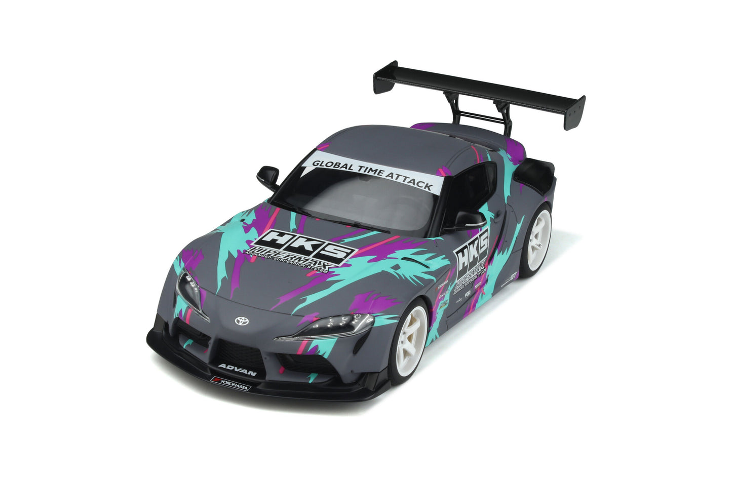 GT Spirit 2020 Toyota HKS GR Supra A90 Grey with Purple & Green 1:18