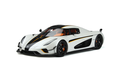 GT Spirit 2018 Koenigsegg Regera White Metallic w/ Black Stripes & Orange Accents 1:18