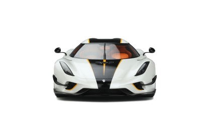 GT Spirit 2018 Koenigsegg Regera White Metallic w/ Black Stripes & Orange Accents 1:18