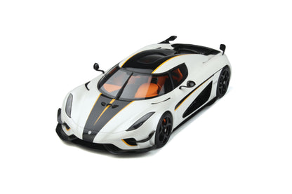 GT Spirit 2018 Koenigsegg Regera White Metallic w/ Black Stripes & Orange Accents 1:18