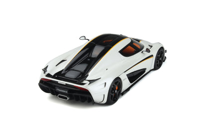 GT Spirit 2018 Koenigsegg Regera White Metallic w/ Black Stripes & Orange Accents 1:18