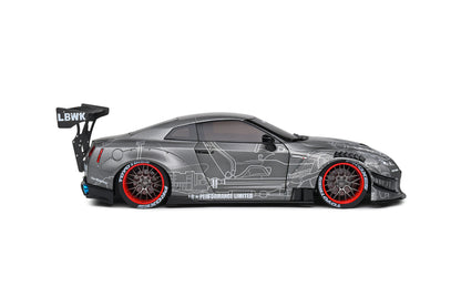 Solido 2020 Nissan GT-R (R35) W/ Liberty Walk Body Kit 2.0 Catalogue Design Grey 1:18