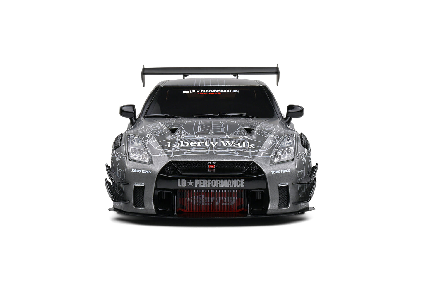 Solido 2020 Nissan GT-R (R35) W/ Liberty Walk Body Kit 2.0 Catalogue Design Grey 1:18