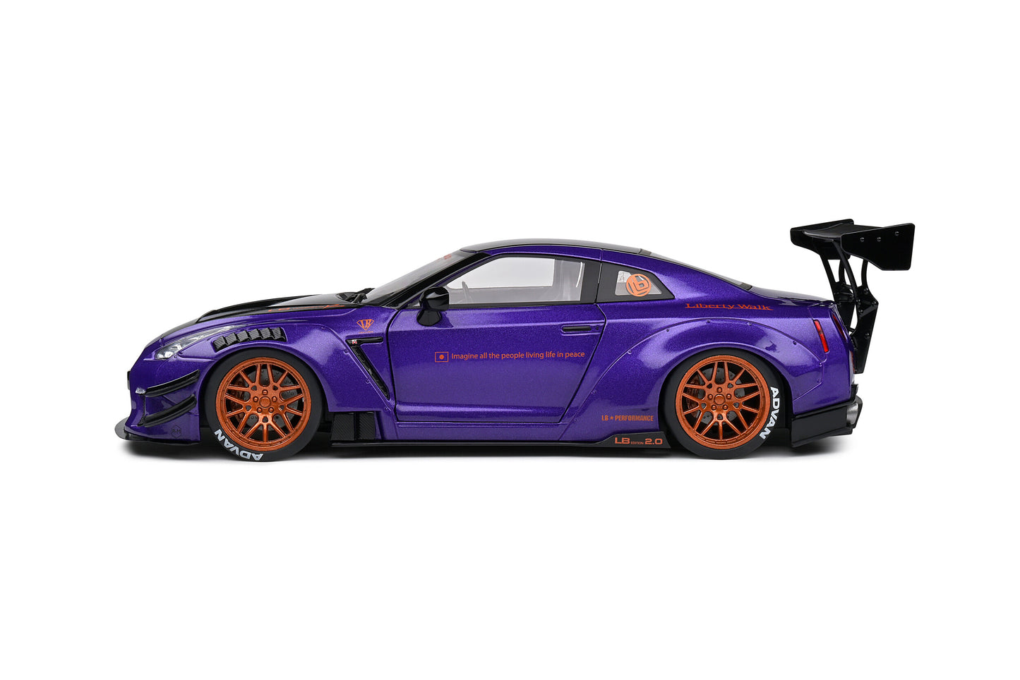 Solido 2022 Nissan GT-R (R35) W/ Liberty Walk Body Kit 2.0 Purple 1:18