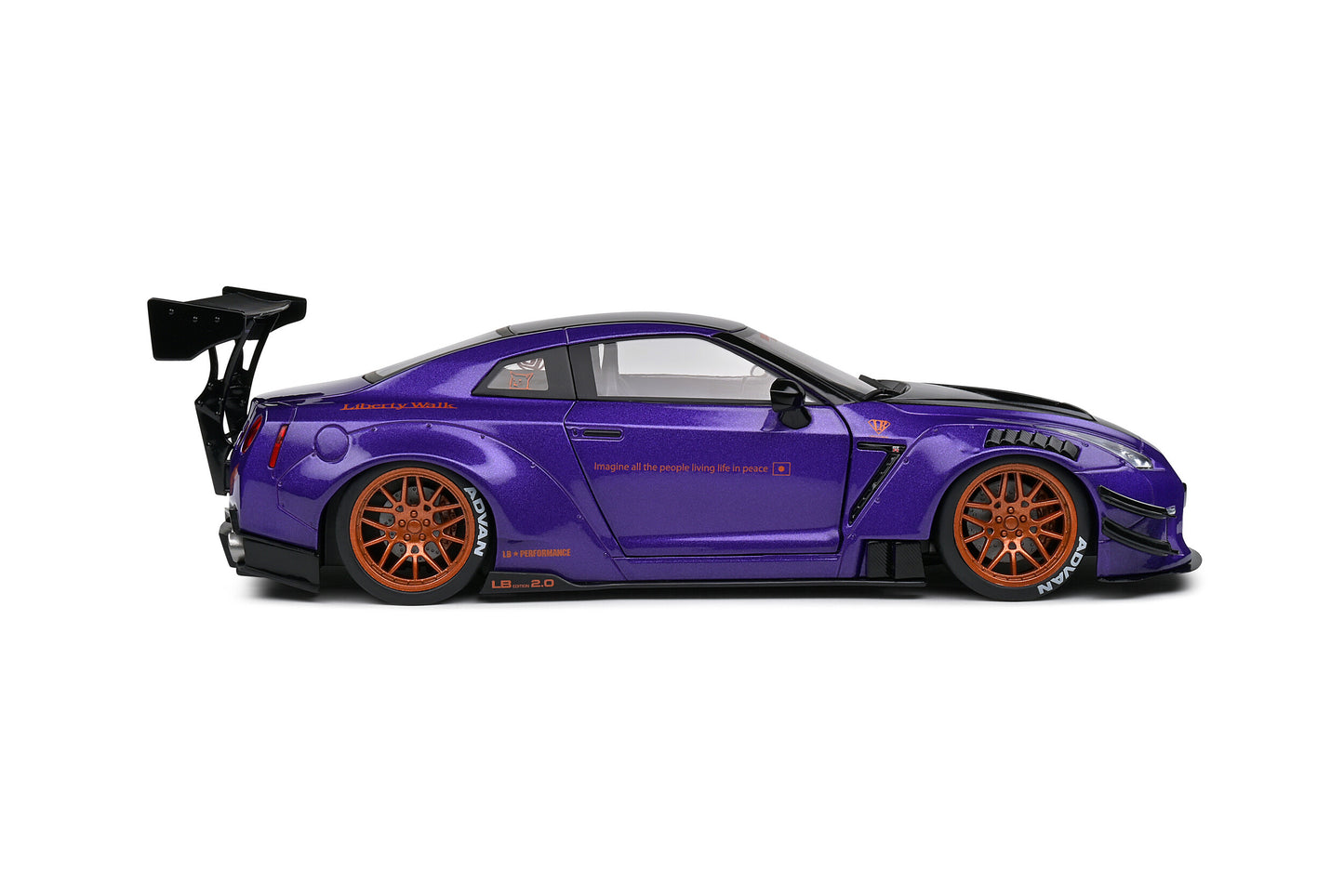 Solido 2022 Nissan GT-R (R35) W/ Liberty Walk Body Kit 2.0 Purple 1:18