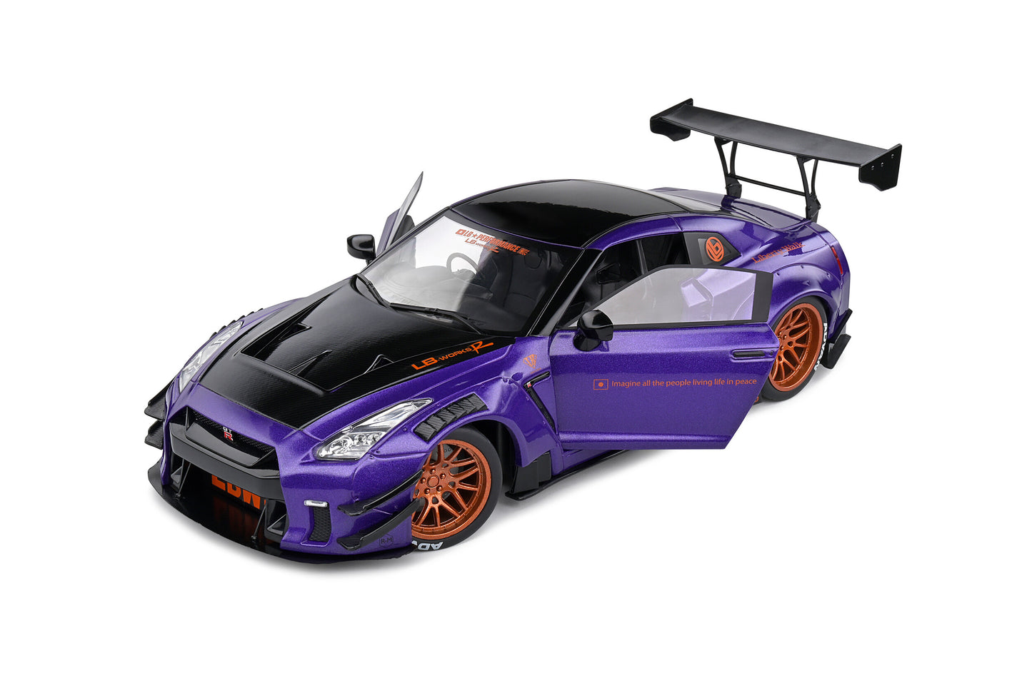 Solido 2022 Nissan GT-R (R35) W/ Liberty Walk Body Kit 2.0 Purple 1:18