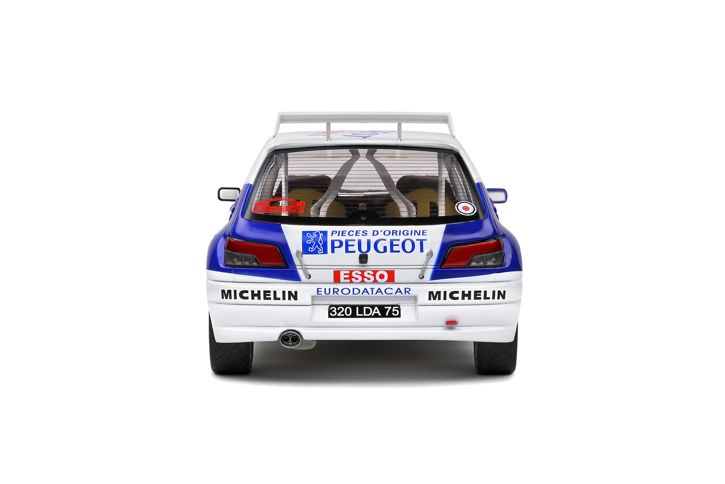 Solido 1:18 1996 Peugeot 306 Maxi No 1 2nd Rally Montecarlo White and Blue 1:18