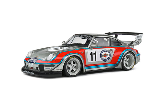 Solido 2020 Porsche 993 RWB Bodykit No 11 Martini Racing Livery Coupe Silver Red Blue 1:18