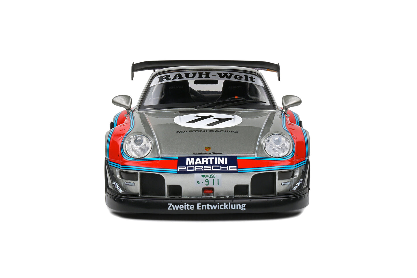 Solido 2020 Porsche 993 RWB Bodykit No 11 Martini Racing Livery Coupe Silver Red Blue 1:18