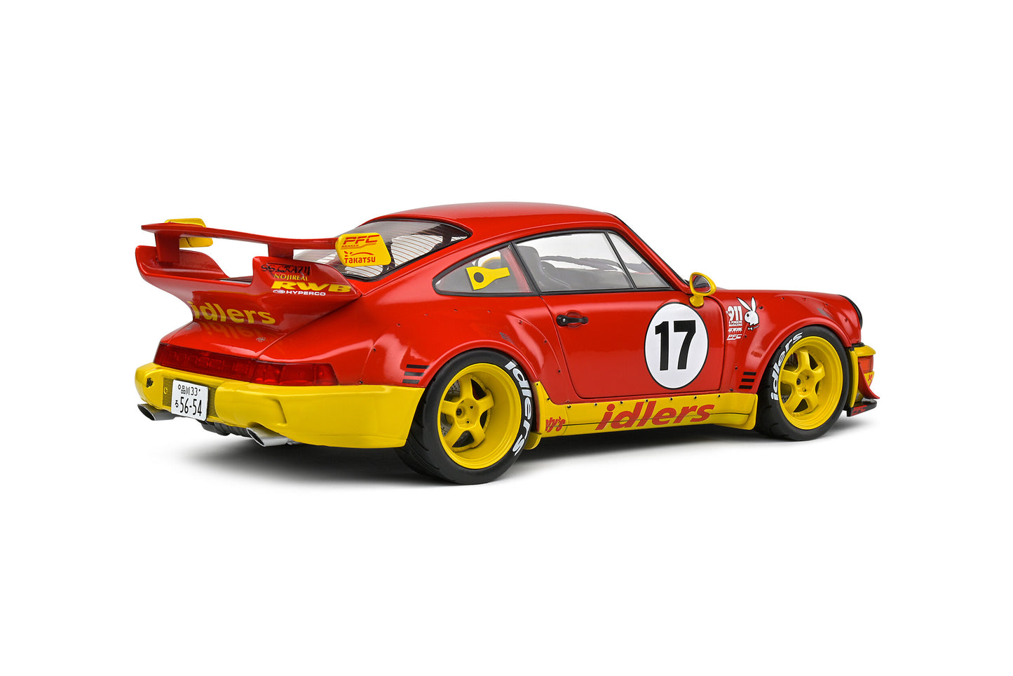 Solido 2016 Porsche 911 964 RWB Maty's Idlers No 17 Red and Yellow 1:18