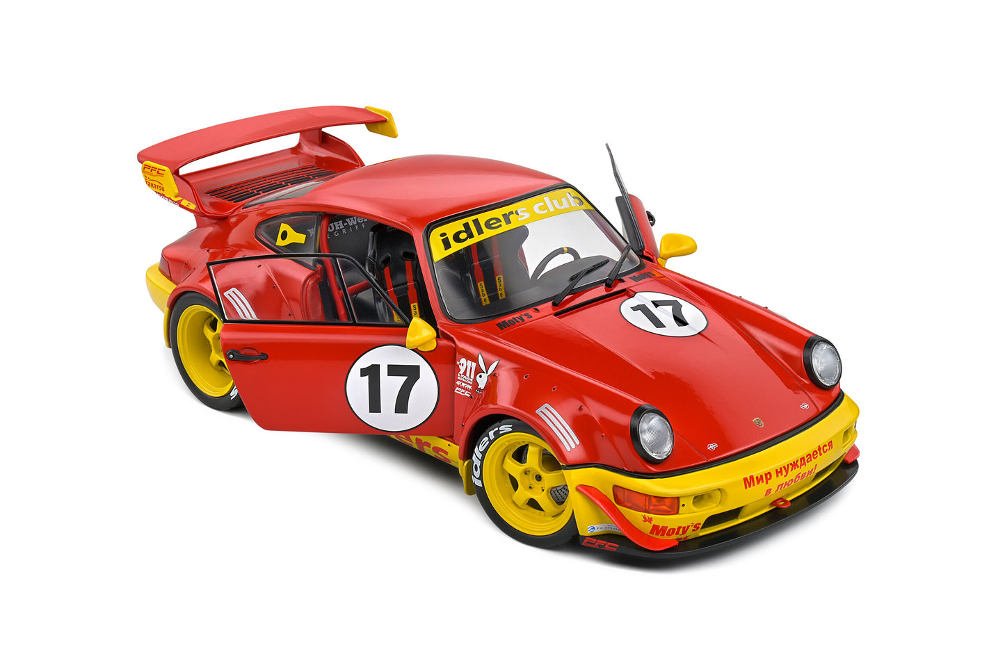 Solido 2016 Porsche 911 964 RWB Maty's Idlers No 17 Red and Yellow 1:18