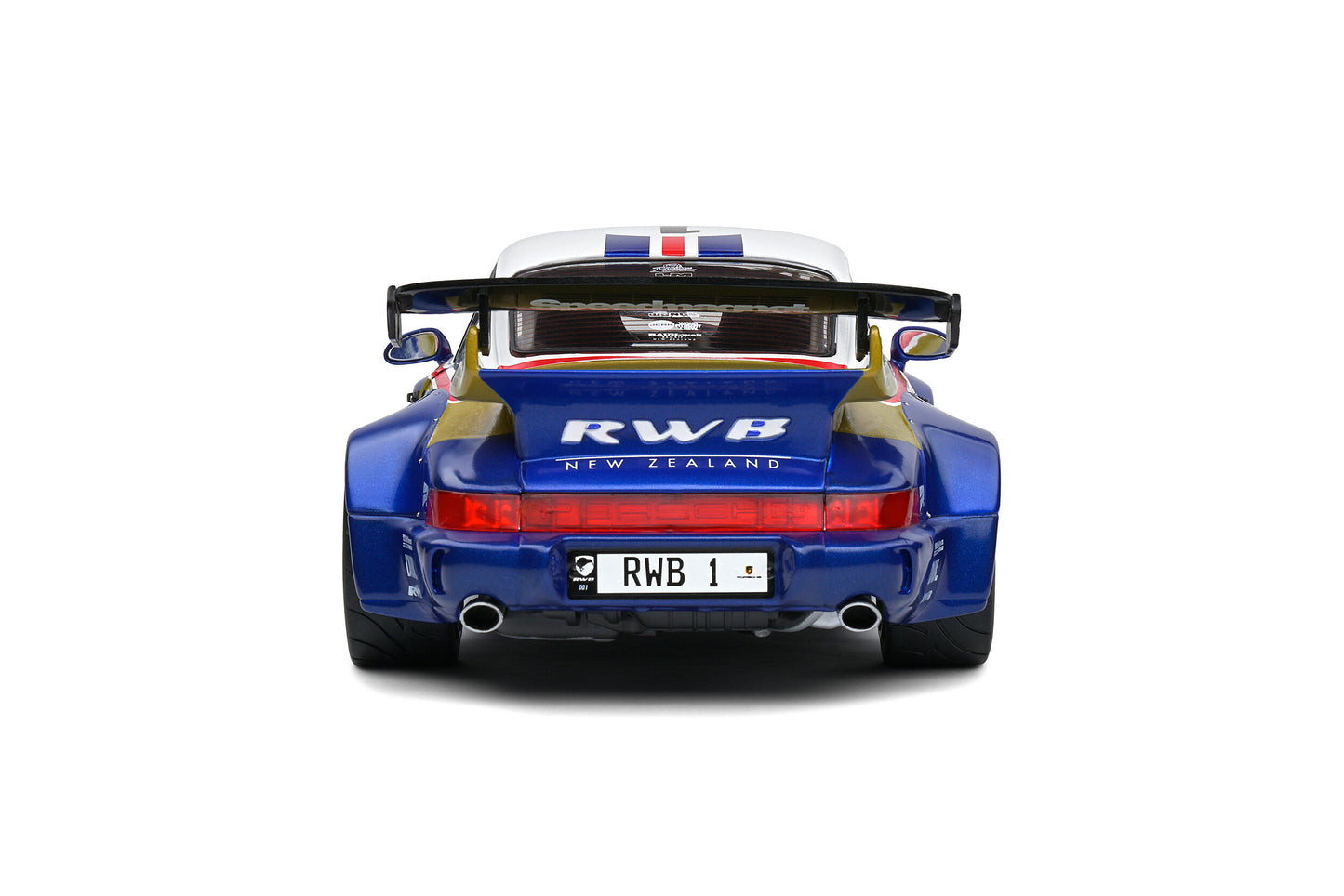 Solido 2022 Porsche 964 RWB Bodykit No 1 Rauhwelt Racing Livery Coupe Blue and White 1:18