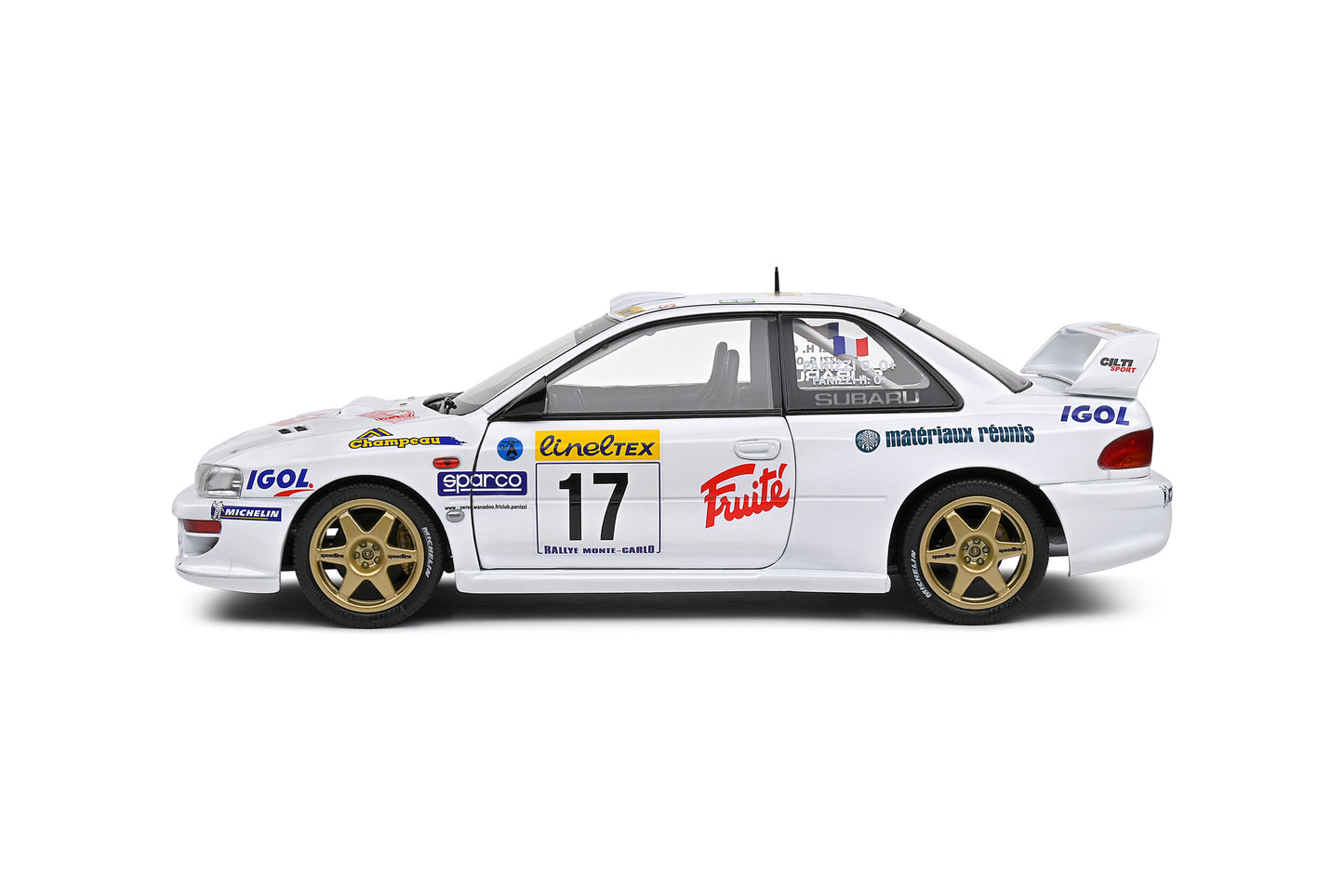 Solido 1999 Subaru Impreza 22b S5 WRC #17 Panizzi Rallye Monte Carlo White 1:18