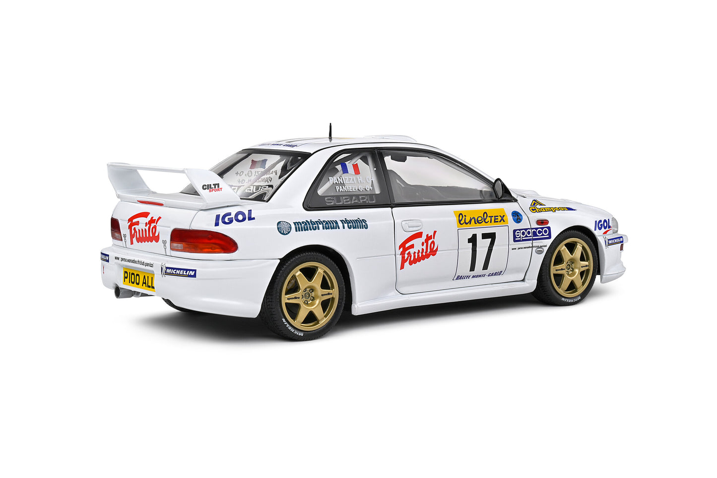 Solido 1999 Subaru Impreza 22b S5 WRC #17 Panizzi Rallye Monte Carlo White 1:18