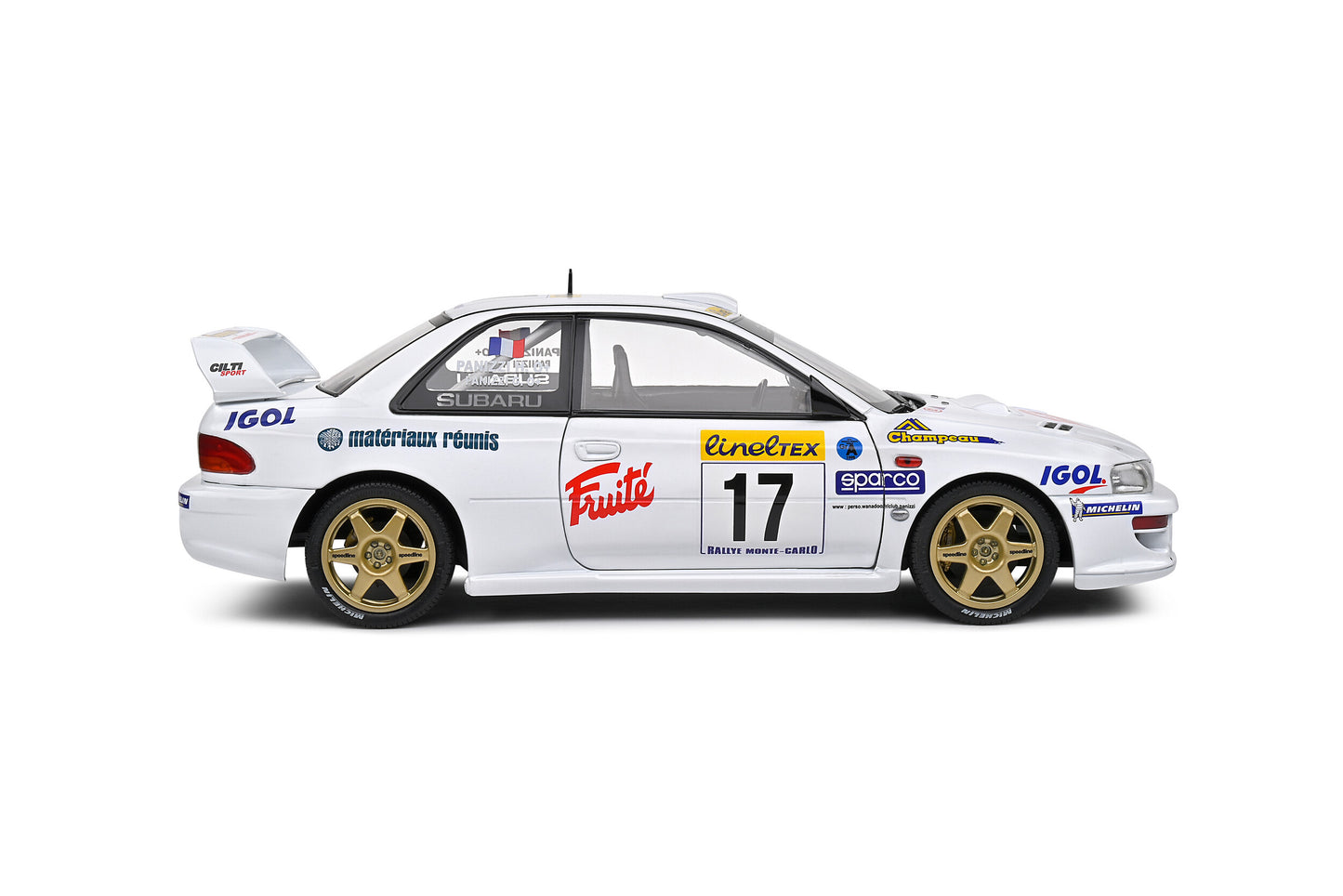 Solido 1999 Subaru Impreza 22b S5 WRC #17 Panizzi Rallye Monte Carlo White 1:18