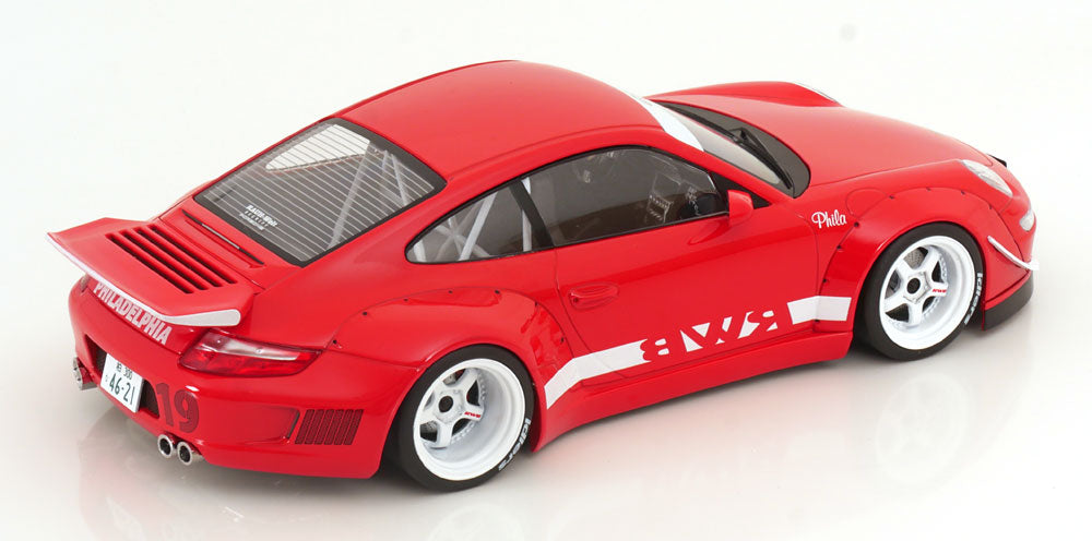 Ixo Porsche 911 997 RWB Red w/ White Wheels 1:18