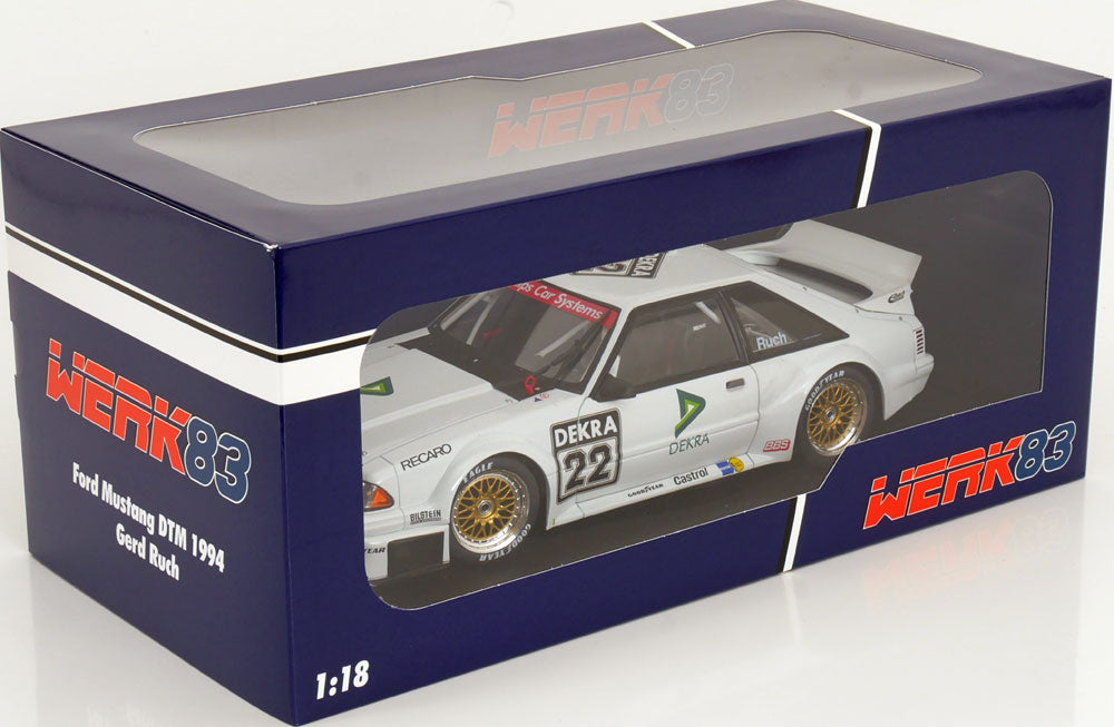 Werk83 1993 Ford USA Mustang 5.0 Dekra No 22 DTM Season 1994 Gerd Ruch White 1:18