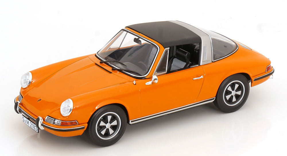 Norev 1970 Porsche 911 T 2.2 Targa w/ Removable Top Signal Orange 1:18