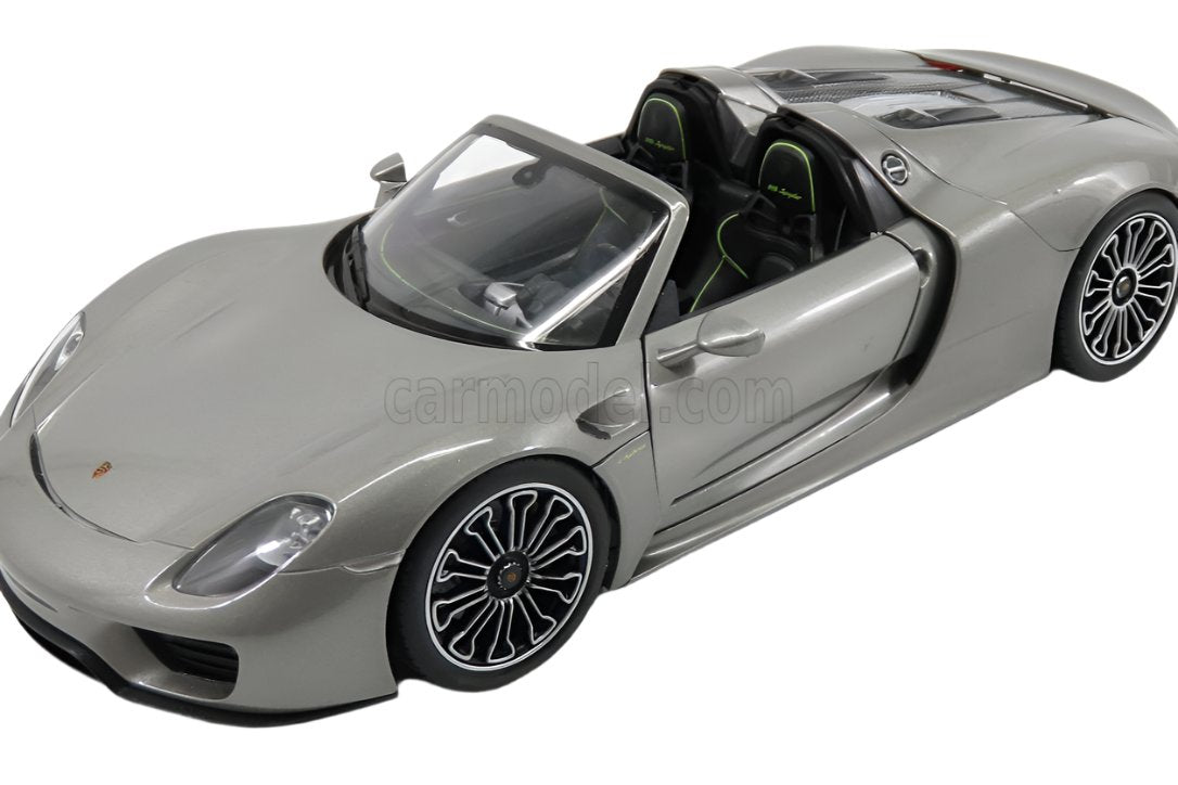 Welly 2015 Porsche 918 Spyder Hardtop Open Grey Metallic 1:18