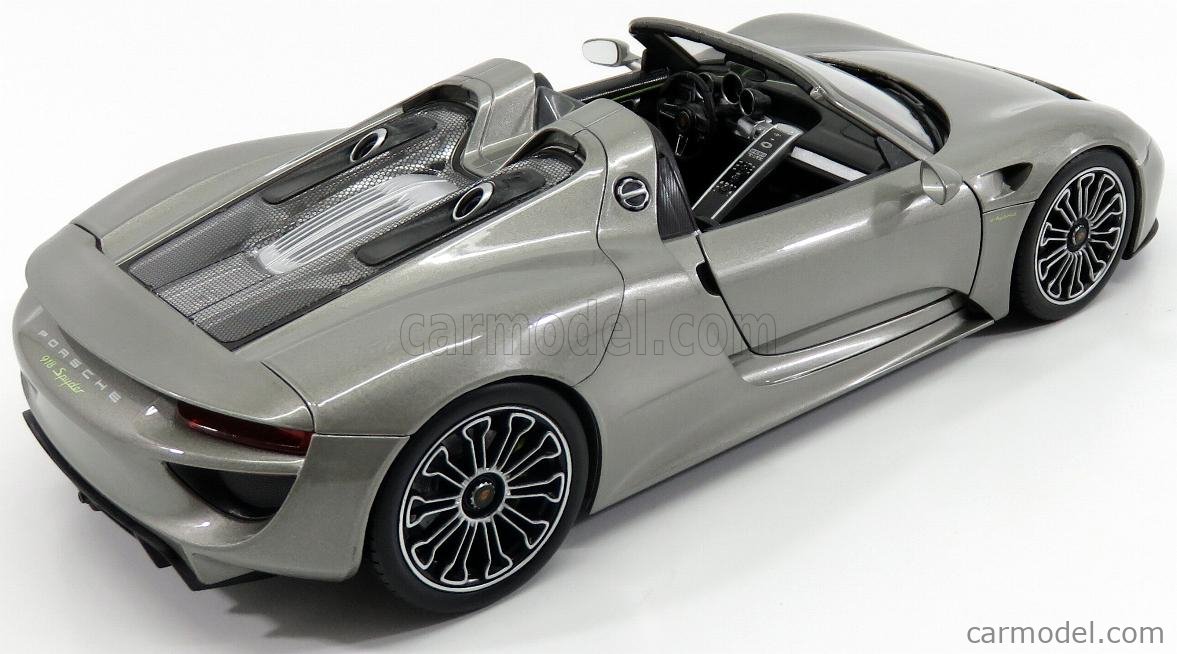 Welly 2015 Porsche 918 Spyder Hardtop Open Grey Metallic 1:18