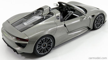 Welly 2015 Porsche 918 Spyder Hardtop Open Grey Metallic 1:18