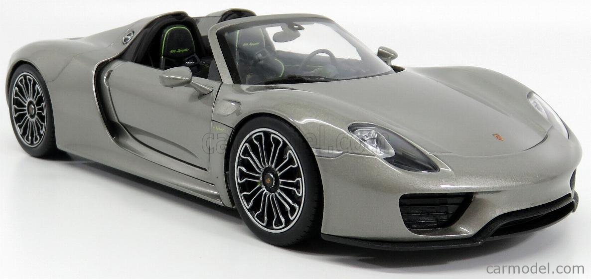 Welly 2015 Porsche 918 Spyder Hardtop Open Grey Metallic 1:18