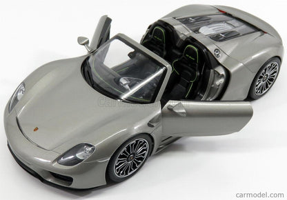 Welly 2015 Porsche 918 Spyder Hardtop Open Grey Metallic 1:18