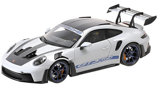 Minichamps 2022 Porsche 911 992 GT3 RS Grey Metallic w/ Weissach Package, Blue Deco & Wheels w/ Clamshell Box 1:18 LIMITED