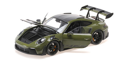 Minichamps 2023 Porsche 911 992 GT3 RS w/ Weissach Pkg Nato Olive Green w/ Black Wheels 1:18