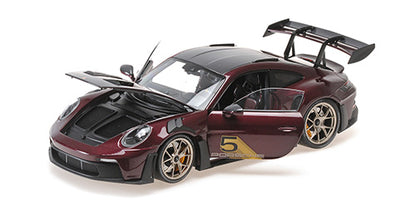 Minichamps 2023 Porsche 911 992 GT3 RS w/ Weissach Pkg Purple Metallic w/ Gold Wheels 1:18