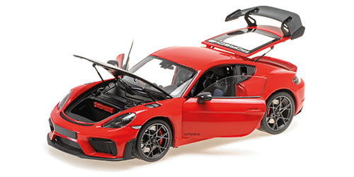 Minichamps 2024 Porsche 718 Cayman GT4 RS w/ Weissach Package Guards Red 1:18