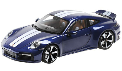 Minichamps 2022 Porsche 911 992 Sport Classic Gentian Blue w/ White Stripes, Houndstooth Interior 1:18