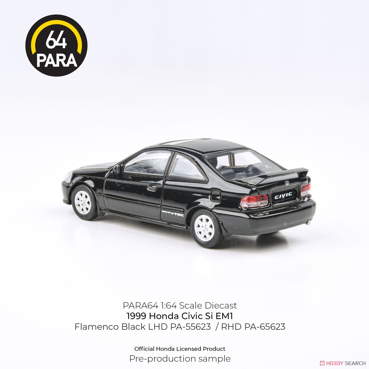 Para64 1999 Honda Civic Si EM1 LHD Black 1:64