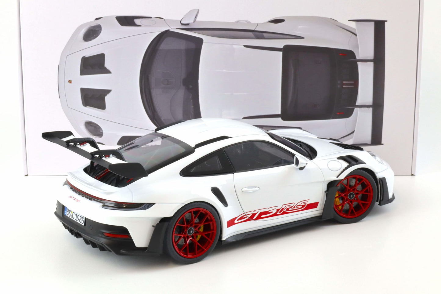 Norev 2022 Porsche 911 992 GT3 RS White w/ Pyro Red Wheels 1:12