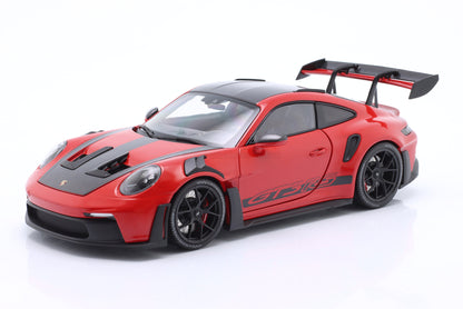 Minichamps 2022 Porsche 911 992 GT3 RS Weissach Pkg Guards Red w/ Black Wheels & Deco 1:18 LIMITED