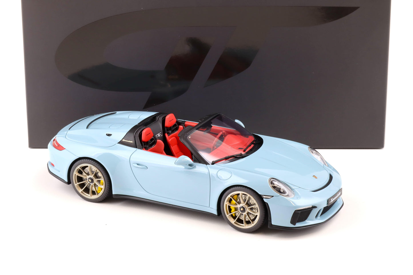 GT Spirit 2019 Porsche 911 991.2 Speedster Meissen Blue w/ Red Interior 1:18 Resin