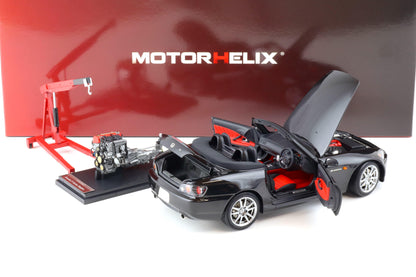 Motorhelix 2000 Honda S2000 (AP2) w/ Engine & Convertible Tops, Berlina Black 1:18 LIMITED