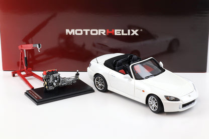 Motorhelix 2000 Honda S2000 (AP2) w/ Engine & Convertible Tops, Grand Prix White 1:18 LIMITED