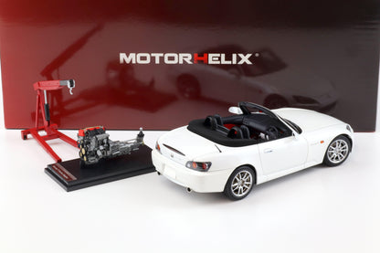 Motorhelix 2000 Honda S2000 (AP2) w/ Engine & Convertible Tops, Grand Prix White 1:18 LIMITED