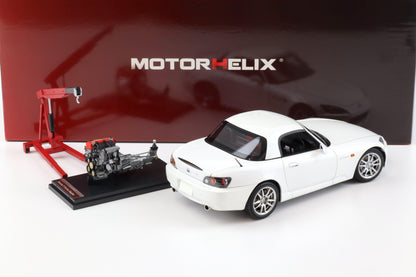 Motorhelix 2000 Honda S2000 (AP2) w/ Engine & Convertible Tops, Grand Prix White 1:18 LIMITED