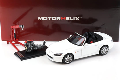 Motorhelix 2000 Honda S2000 (AP2) w/ Engine & Convertible Tops, Grand Prix White 1:18 LIMITED