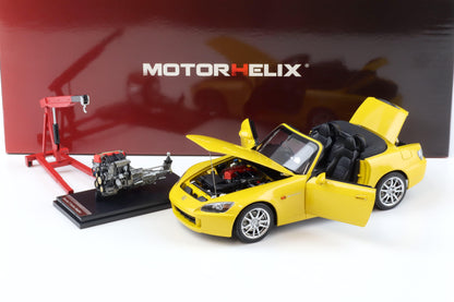 Motorhelix 2000 Honda S2000 (AP2) w/ Engine & Convertible Tops, Indy Yellow Pearl 1:18 LIMITED