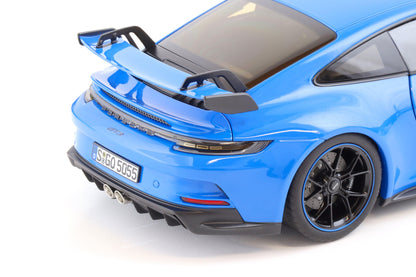 Norev Porsche 911 992 GT3 Shark Blue w/ Black & Blue Wheels 1:18 LIMITED