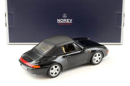 Norev 1993 Porsche 911 993 Carrera Cabriolet Black (w/ Removable Top) 1:18