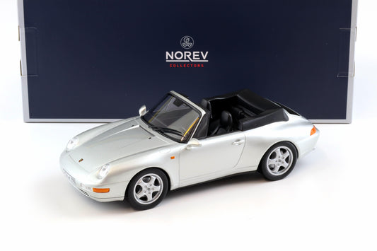 Norev 1993 Porsche 911 993 Carrera Cabriolet (w/ Removable Top) Polar Silver 1:18